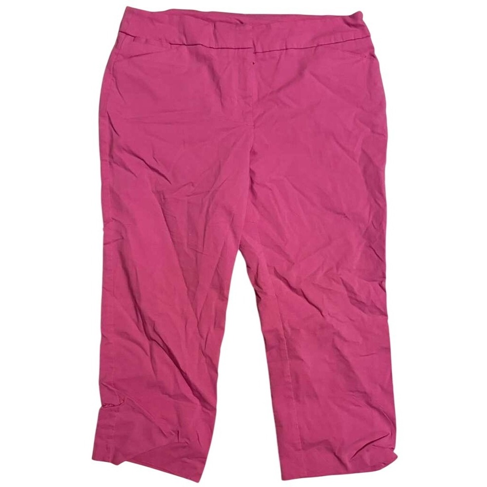 Attyre New York Pink Cropped Capri Pants Women Size 14 Stretch Straight Leg